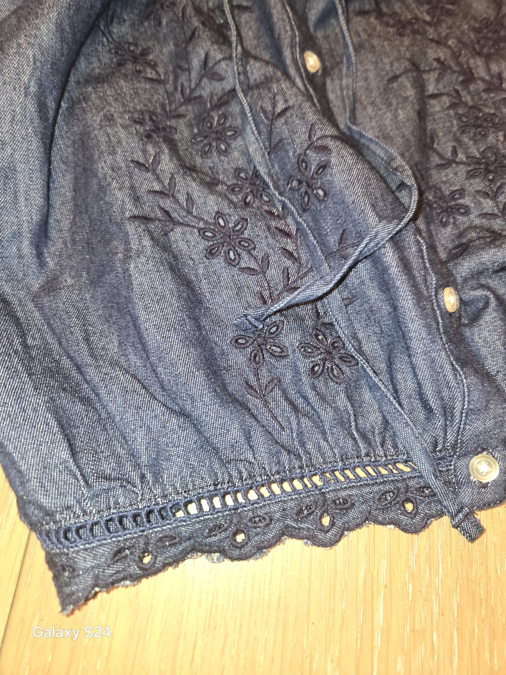 Womens XS Free Assembly Smocked Maxi Skirt Crop Top Denim Look Outfit New - Picture 6 of 7